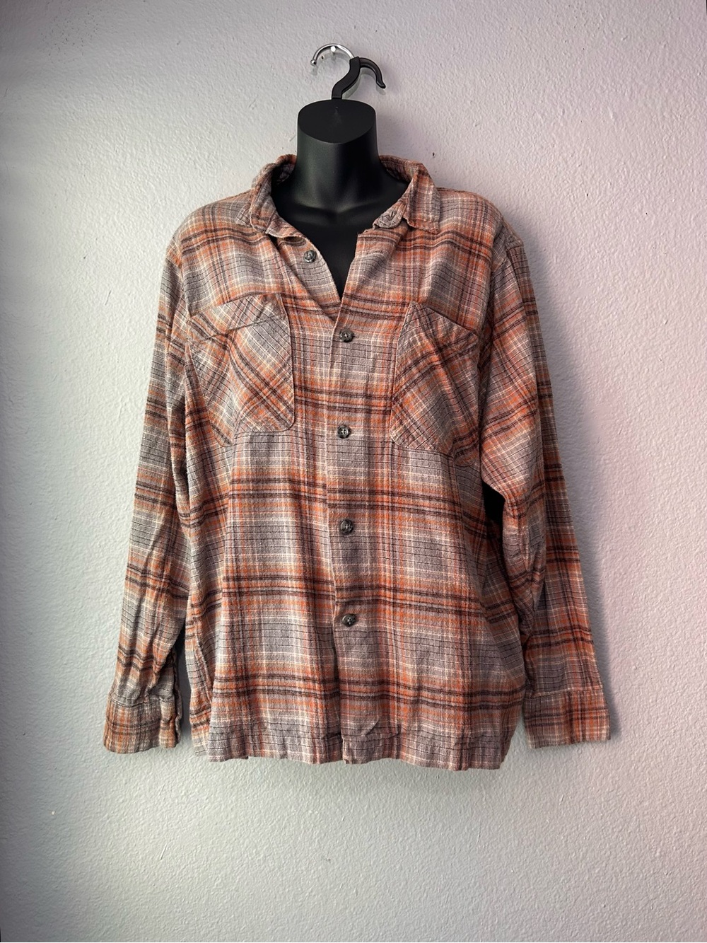 Urban Outfitters Large Plaid Flannel Button Down Cozy Festival Country Boyfriend